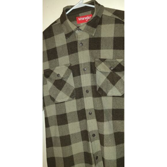 Wrangler Plaid Shirt Shacket Jacket BROWNS Fleece Unlined Men's Large L ButtonUp - Picture 3 of 14